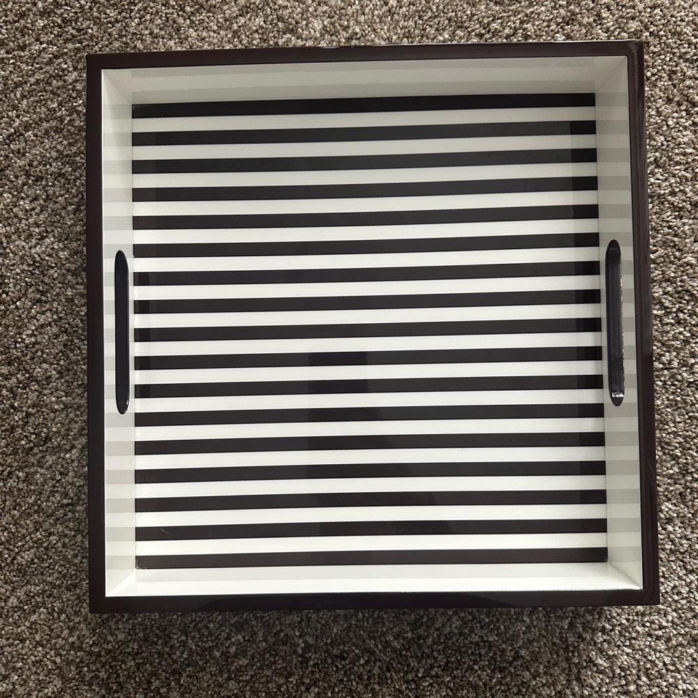 Henri Bendel RARE LIKE NEW Black and White Striped Tray - Picture 5 of 9